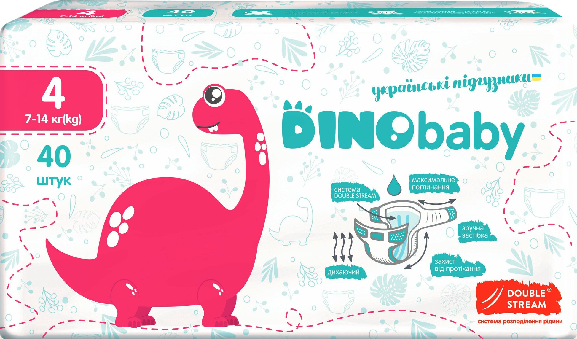 Dino Baby Size 4 Baby Diapers, 7-14 kg, 40 pcs
