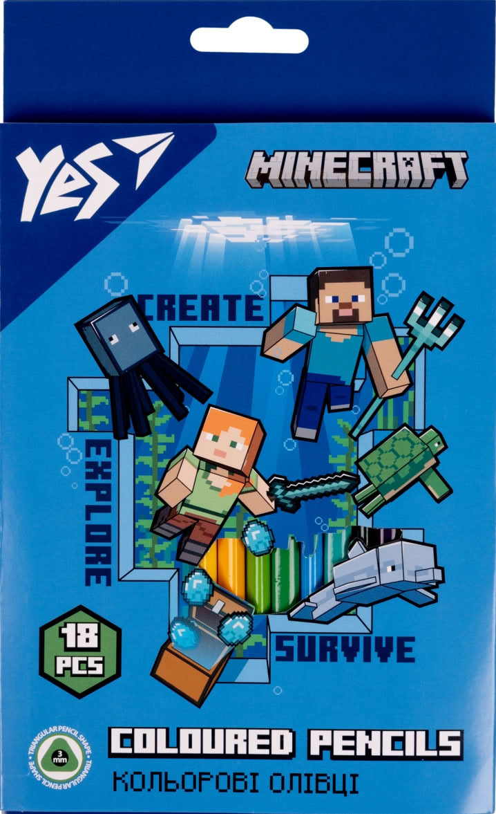 Yes 290715 Minecraft Colored Pencils, 18 Colors