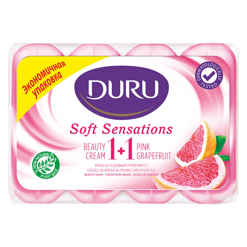 Duru Soft Sensations 1+1 Grapefruit Eco Pack Bar Soap, 4 x 80 g