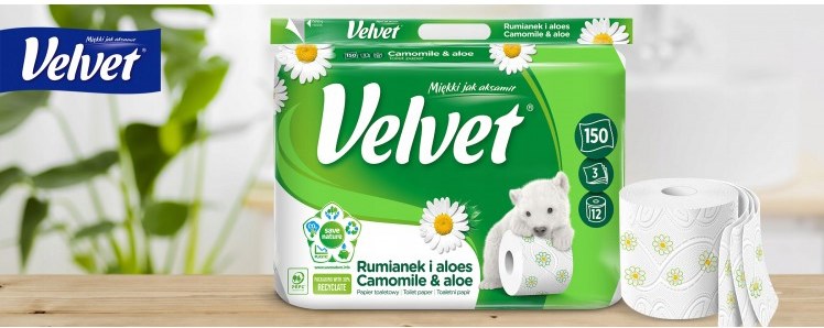 Velvet Camomile & Aloe 3-Ply Toilet Paper, 12 Rolls - Image 3