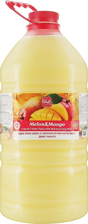 Bioton Cosmetics Melon & Mango Liquid Cream Soap with Moisturizing Milk, 5 L