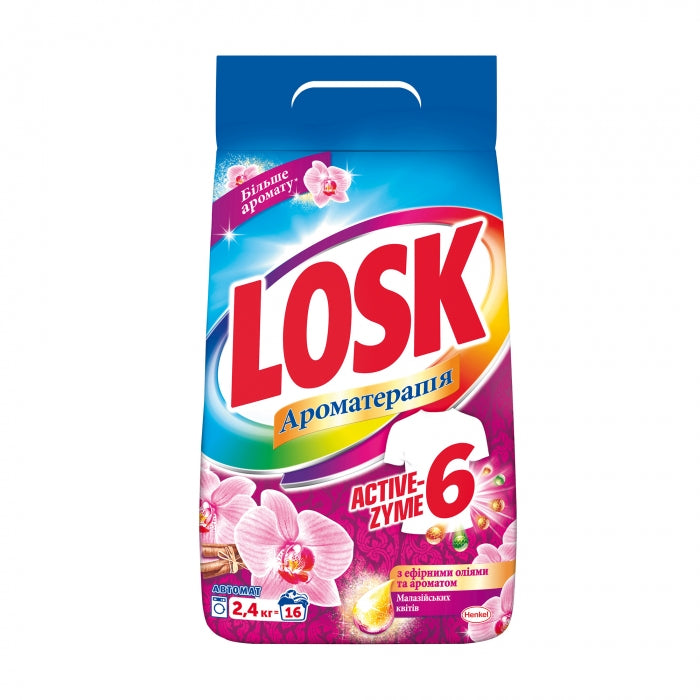 Losk Aromatherapy Malaysian Flowers Automatic Laundry Detergent Powder, 2.4 kg