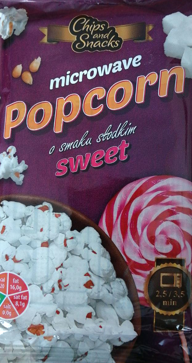 Chips and Snacks Sweet Microwave Popcorn, 100 g