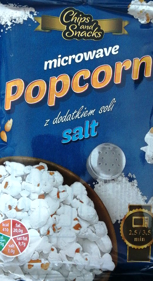 Chips and Snacks Salted Microwave Popcorn, 100 g