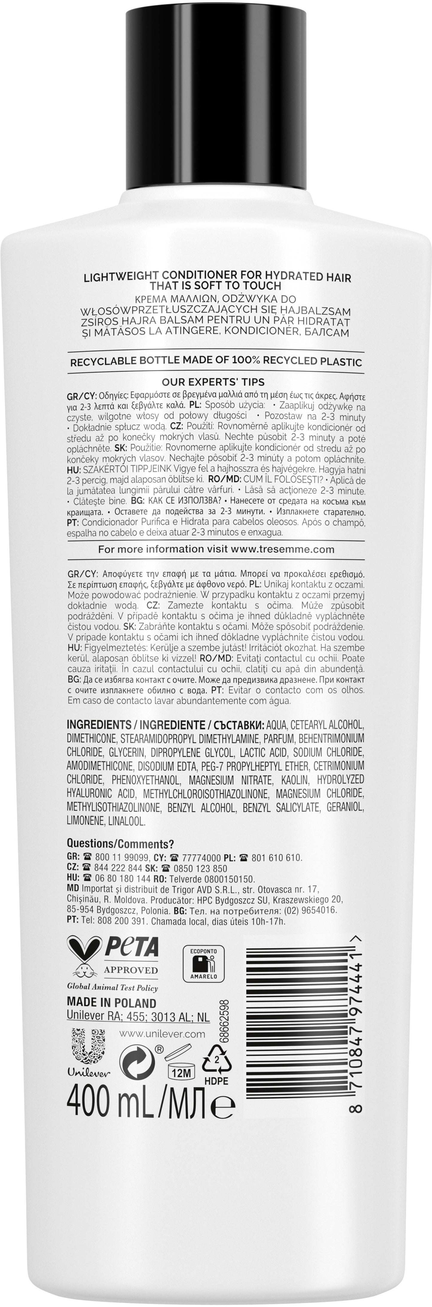 Tresemme Hydrate & Purify Hair Conditioner, 400 mL - Image 2