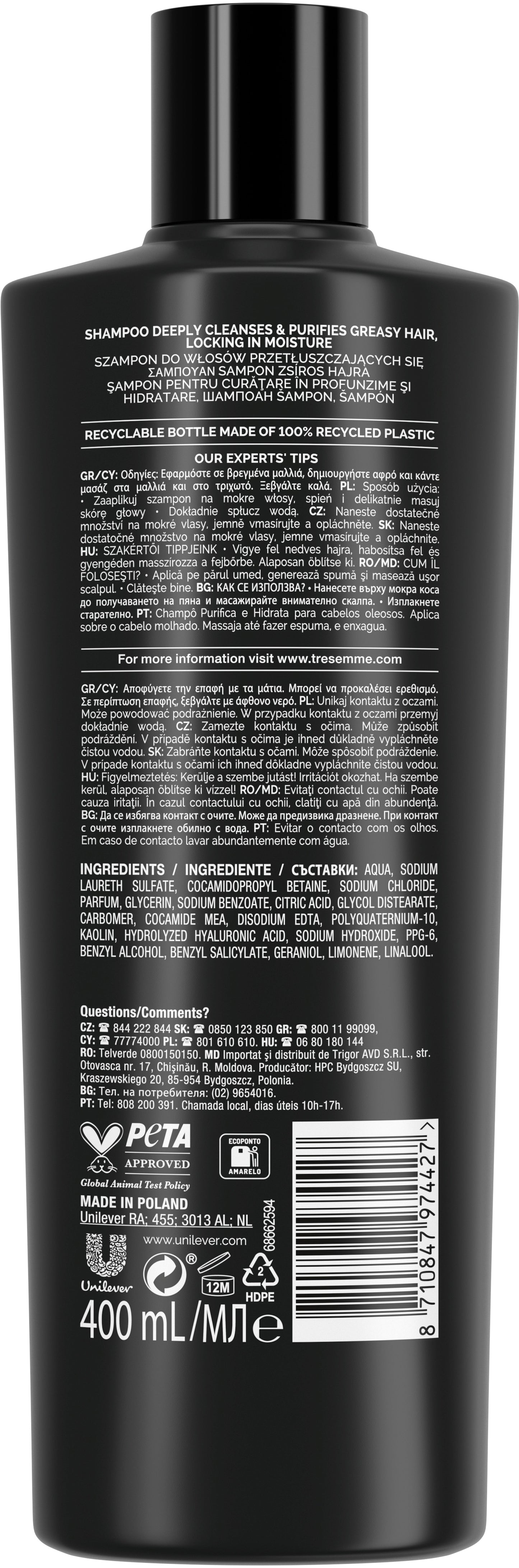 Tresemme Hydrate & Purify Shampoo, 400 mL - Image 2