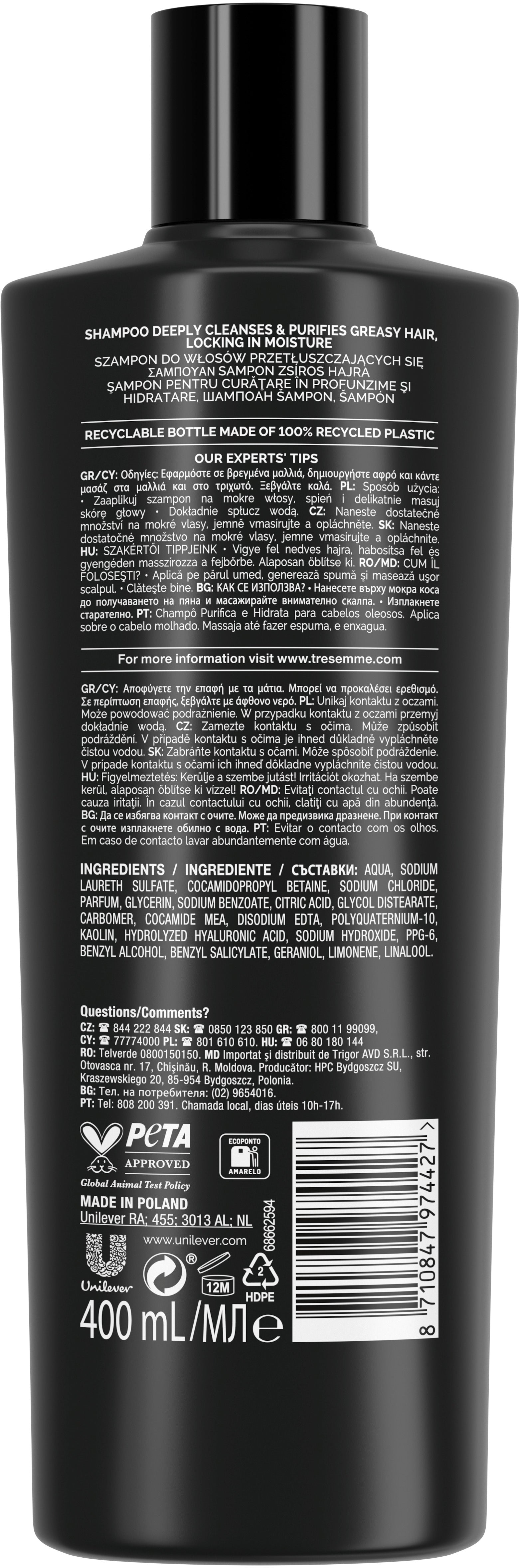Tresemme Hydrate & Purify Shampoo, 400 mL - Image 2