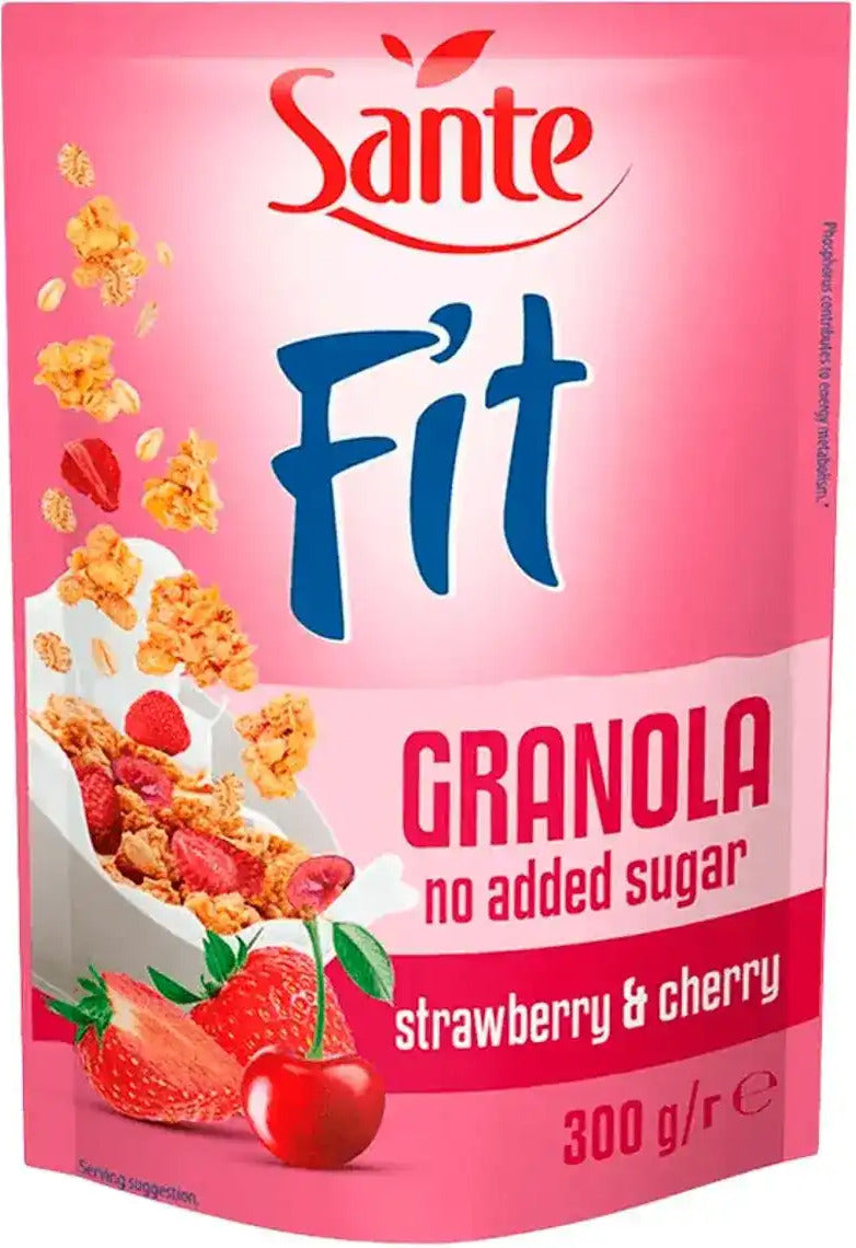 Sante Fit Strawberry & Cherry Sugar-Free Granola, 300 g