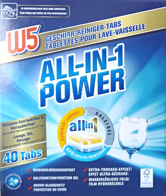 Dishwasher tablets W5 All in 1 40 pcs (priced per piece) - Image 2