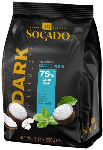 Socado 75% Dark Chocolate with Coconut & Mint, 230 g