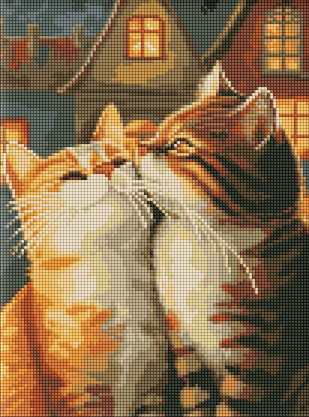 Ideyka AMO8173 Cats in Love Diamond Mosaic Craft Set, 30 x 40 cm