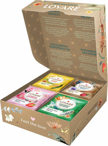Lovare Green Tea Assortment, 4 Varieties x 8 Bags - Image 2