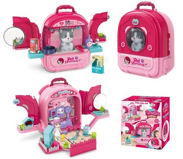 008-997-2 Pet Backpack Play Set with Shelves, Medical Accessories, Pet House & Figures - Image 2