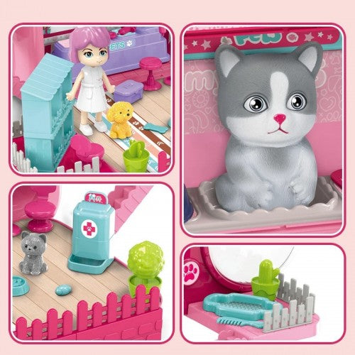 008-997-2 Pet Backpack Play Set with Shelves, Medical Accessories, Pet House & Figures - Image 4