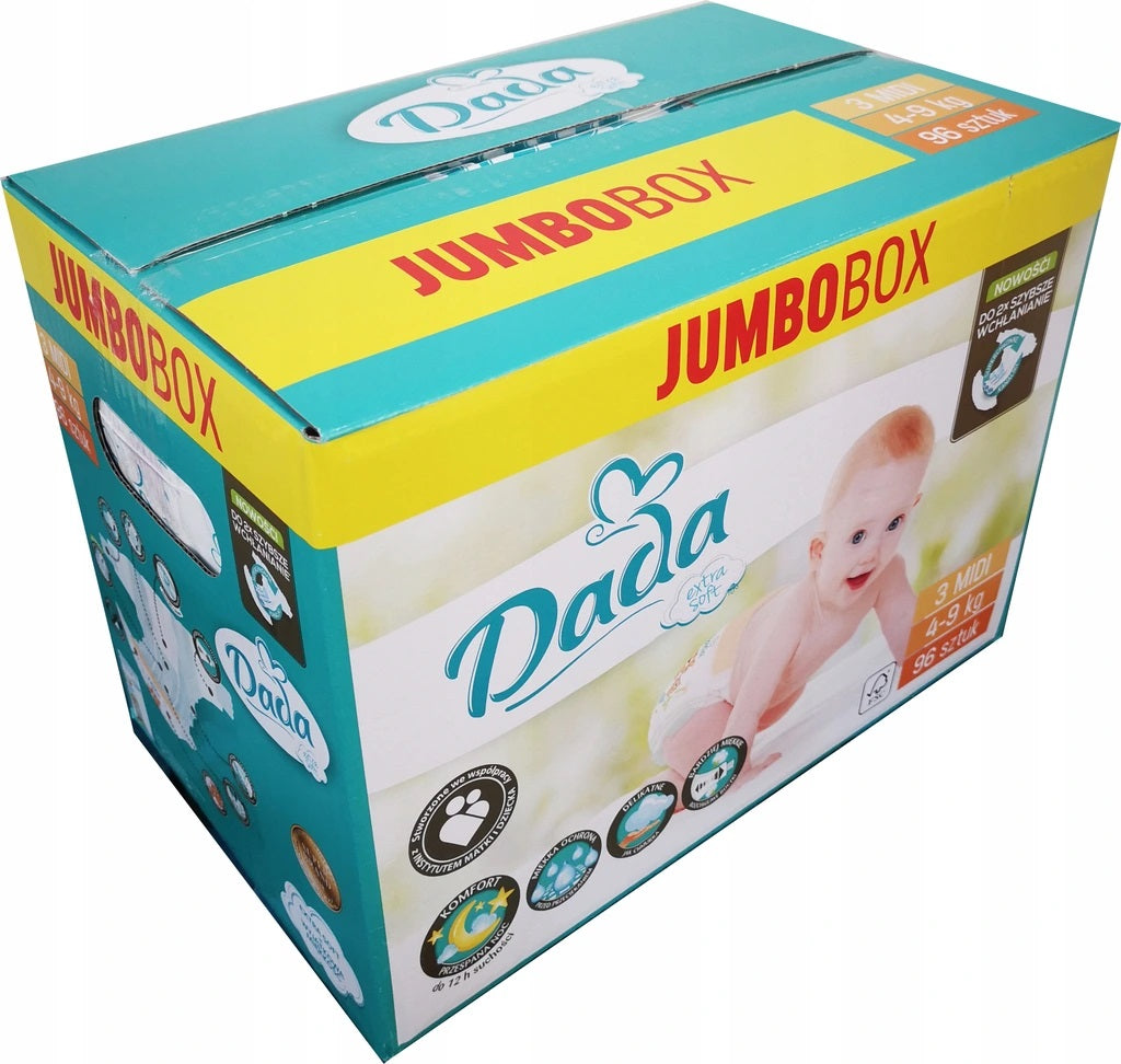 Dada Extra Soft (3) Midi Jumbo Box Baby Diapers, 96 pcs, 4-9 kg - Image 2