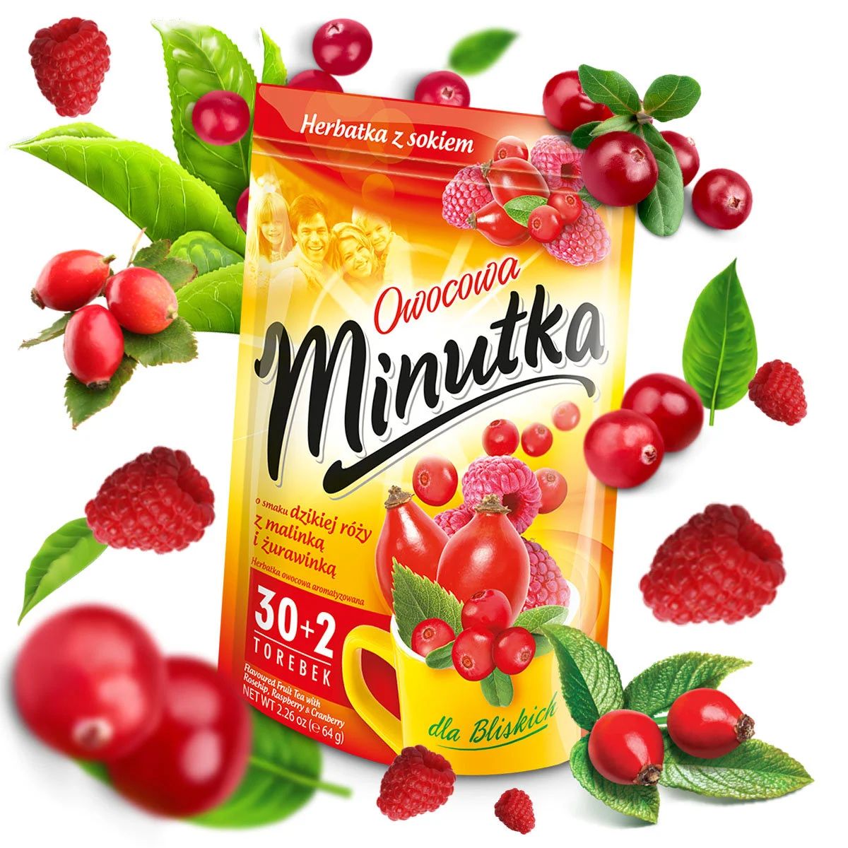 Minutka Rosehip, Raspberry & Cranberry Tea, 32 Bags, 64 g - Image 2