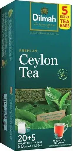 Dilmah Premium Ceylon Black Tea, 25 Bags, 50 g