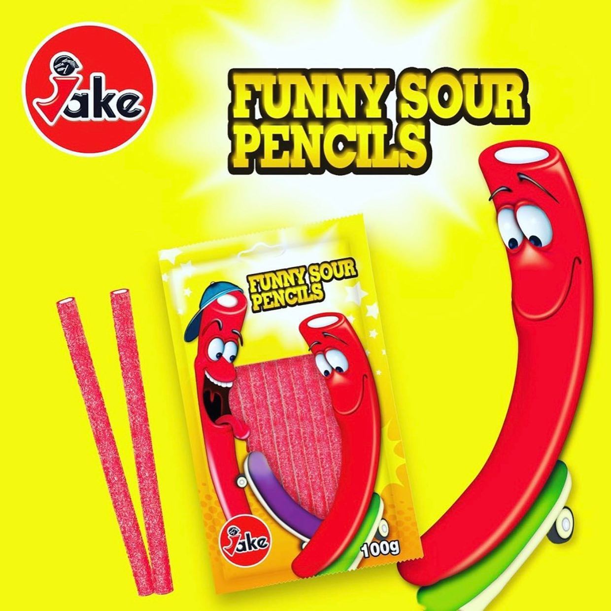 Jake Funny Sour Pencils Gummies, 100 g - Image 2