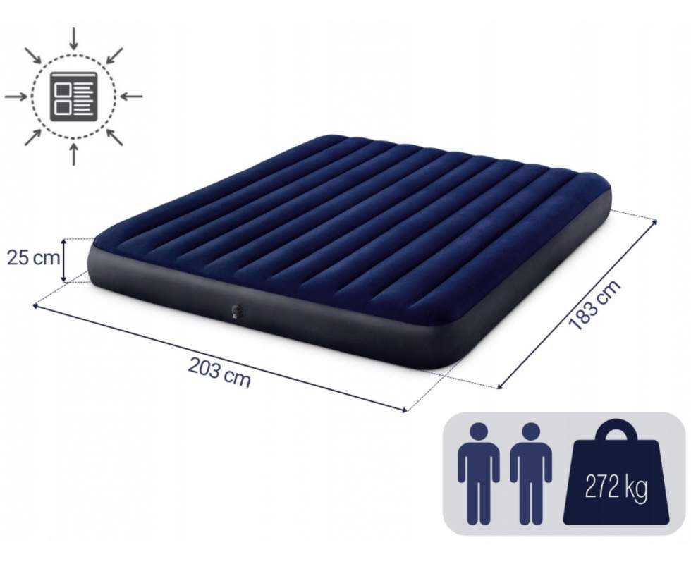 Intex 64755 Double Air Mattress, 1.83 x 2.03 m x 25 cm - Image 2