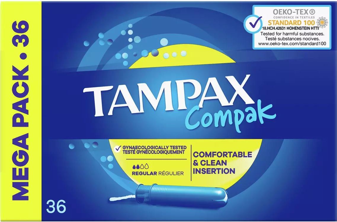 Tampax Compak Regular Tampons with Applicator, 36 pcs