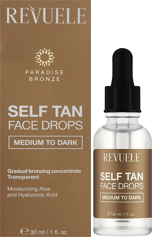 Revuele Medium to Dark Facial Self-Tanning Drops, 30 mL