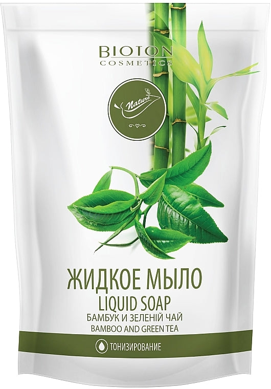Bioton Cosmetics Bamboo & Green Tea Liquid Soap Refill Pouch, 450 mL