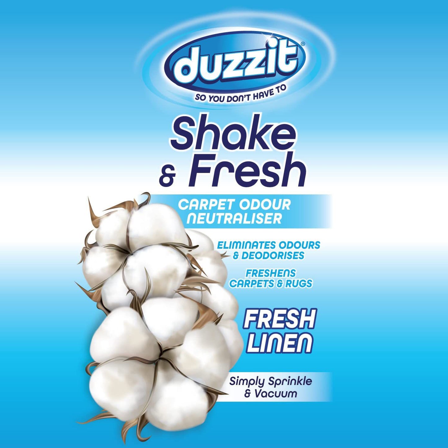 Duzzit Shake & Fresh Cotton Fresh Odor-Neutralizing Carpet Freshener, 500 g - Image 2