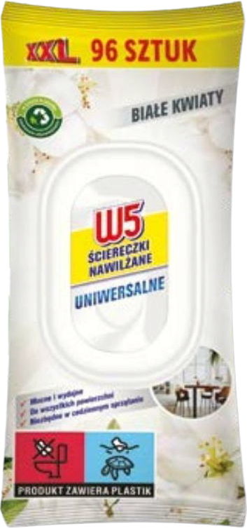 W5 White Flowers Cleaning Wet Wipes, 96 pcs