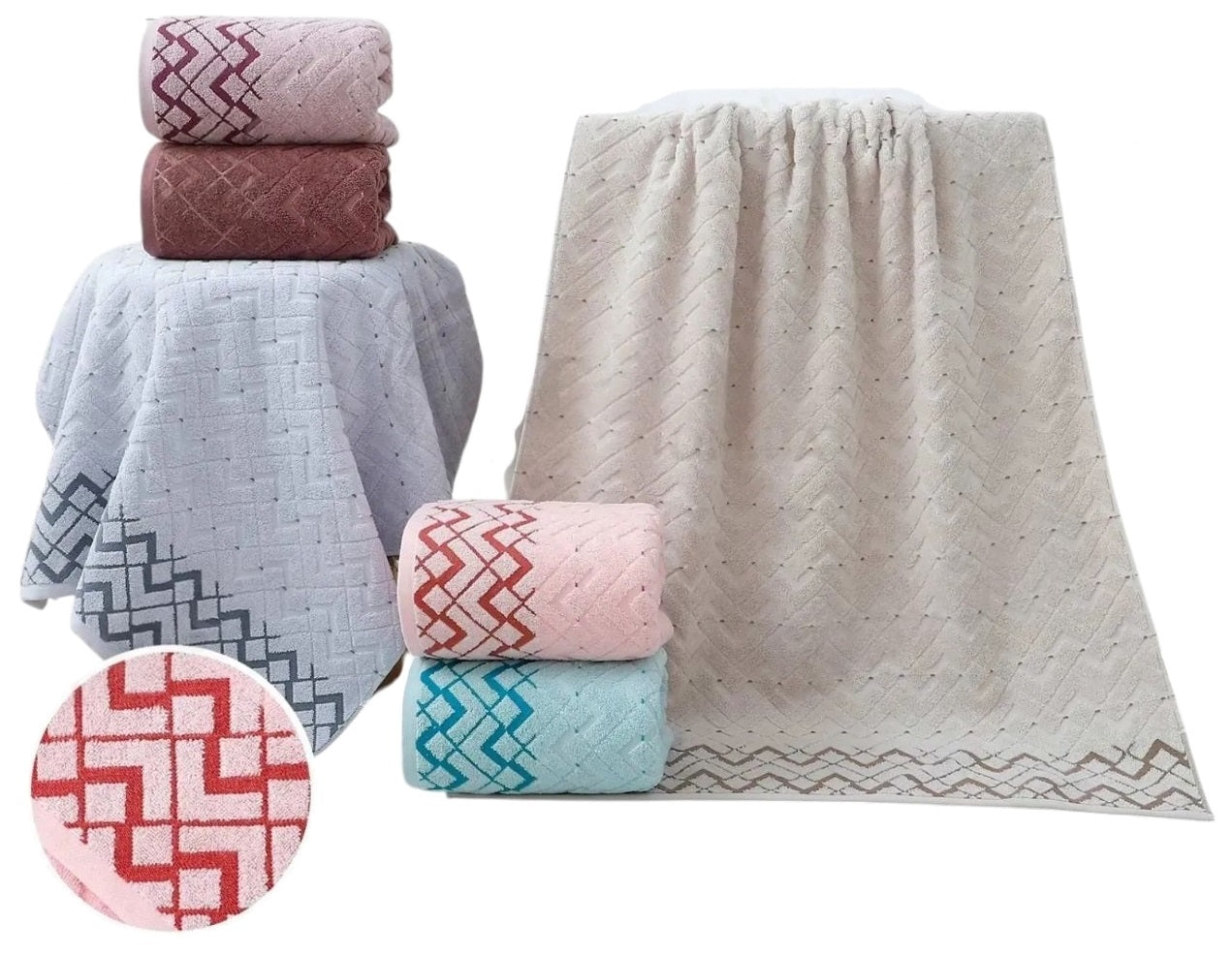 Koloco 88-2017 Zigzag Terry Face Towel, 50 x 90 cm