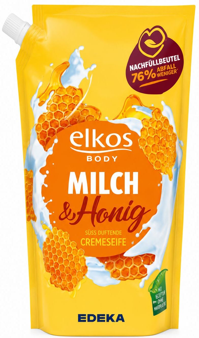 Elkos Milk & Honey Liquid Hand Soap Refill Pouch, 1 L