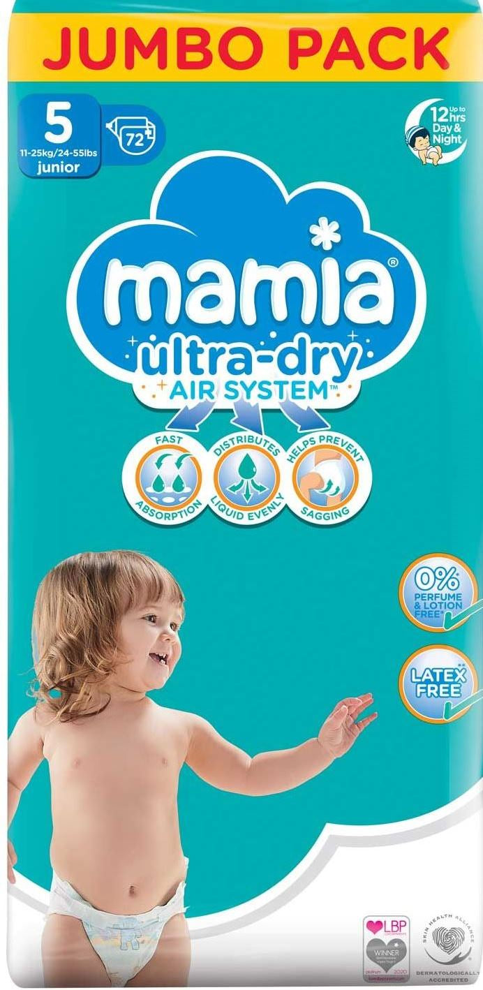 Mamia Size 5 Baby Diapers, 11-25 kg, 72 pcs