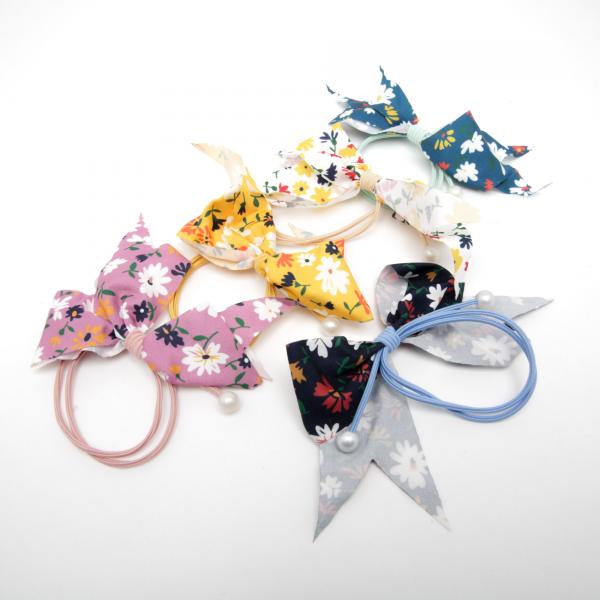 Kids' Thin Hair Tie with Floral Bow 6-4506 (Price per 1 pc)
