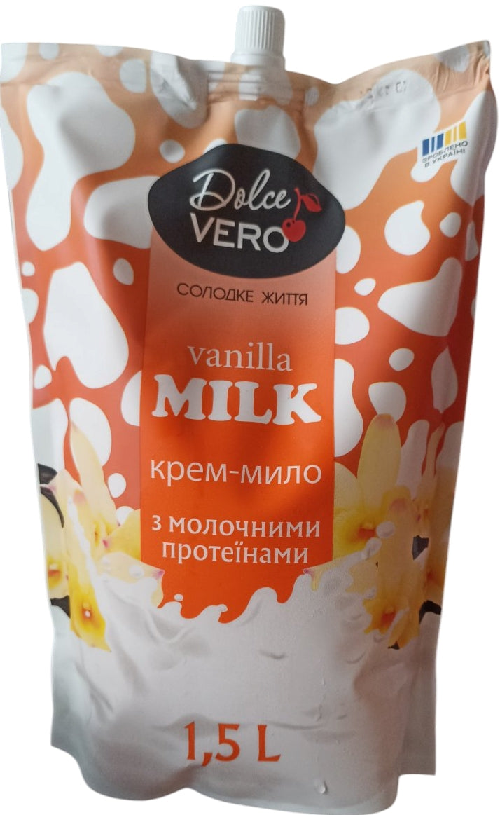 Dolce Vero Vanilla Milk Liquid Cream Soap Refill Pouch, 1.5 L