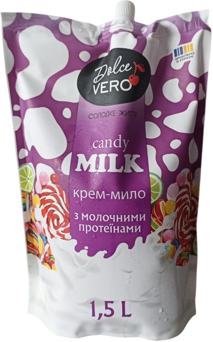 Dolce Vero Candy Milk Liquid Cream Soap Refill Pouch, 1.5 L