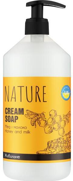 Bioton Cosmetics Nature Honey & Milk Liquid Cream Soap with Pump, 900 mL