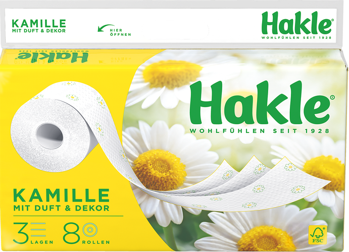 Hakle Chamomile 3-Ply Toilet Paper, 8 Rolls