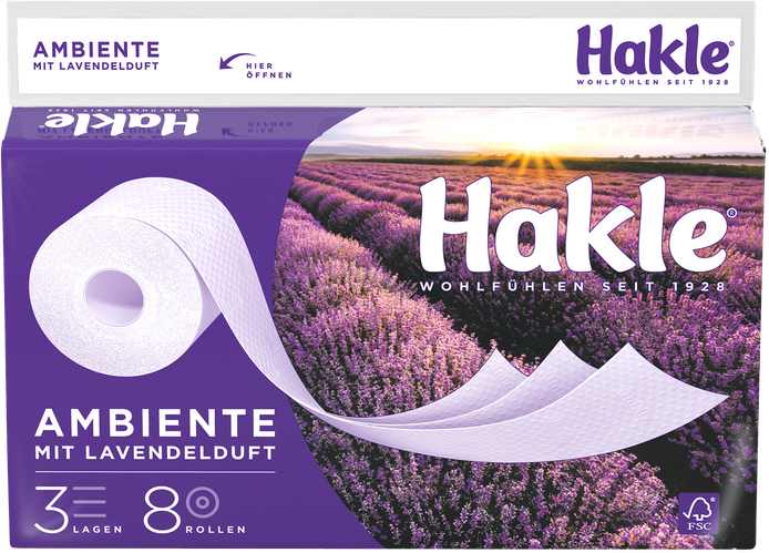 Hakle Ambiente Lavender Scent 3-Ply Toilet Paper, 8 Rolls