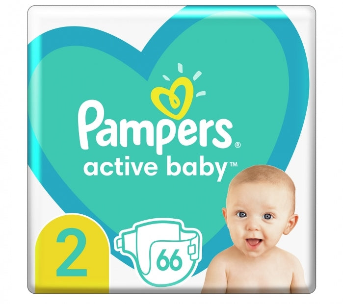 Pampers Active Baby Size 2 (Mini) Baby Diapers, 66 pcs, 4-8 kg