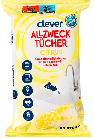 Clever Citrus Cleaning Wipes, 80 pcs
