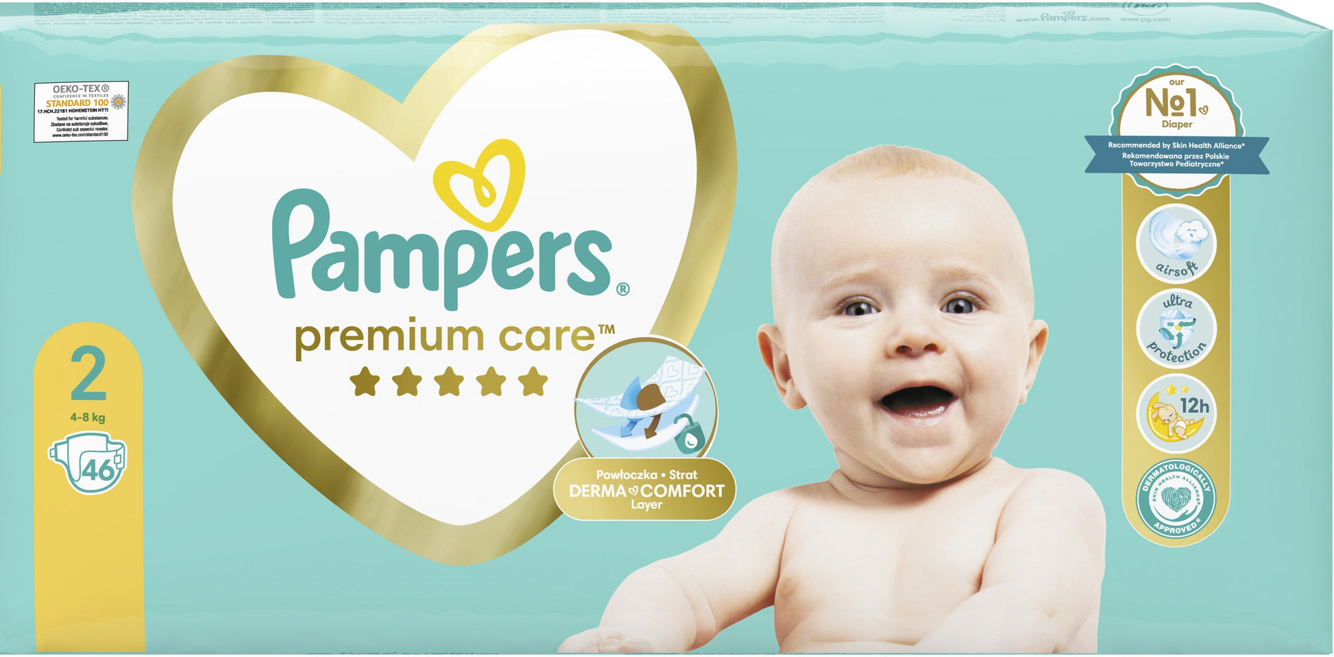 Pampers Premium Care Size 2 Baby Diapers, 4-8 kg, 46 pcs