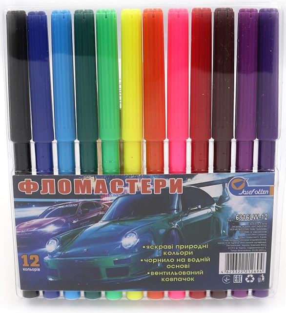 Josef Otten 6816 Markers for Boys, 12 Colors