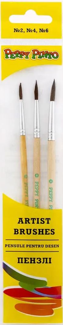 Peppy Pinto AB-3 Pony Hair Artist Brush Set, 3 pcs