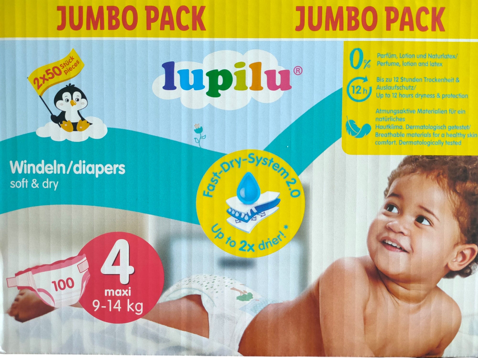 Lupilu Soft & Dry Jumbo Pack Size 4 Baby Diapers, 9-14 kg, 100 pcs