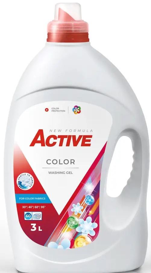 Active Color Liquid Laundry Detergent, 60 Loads, 3 L