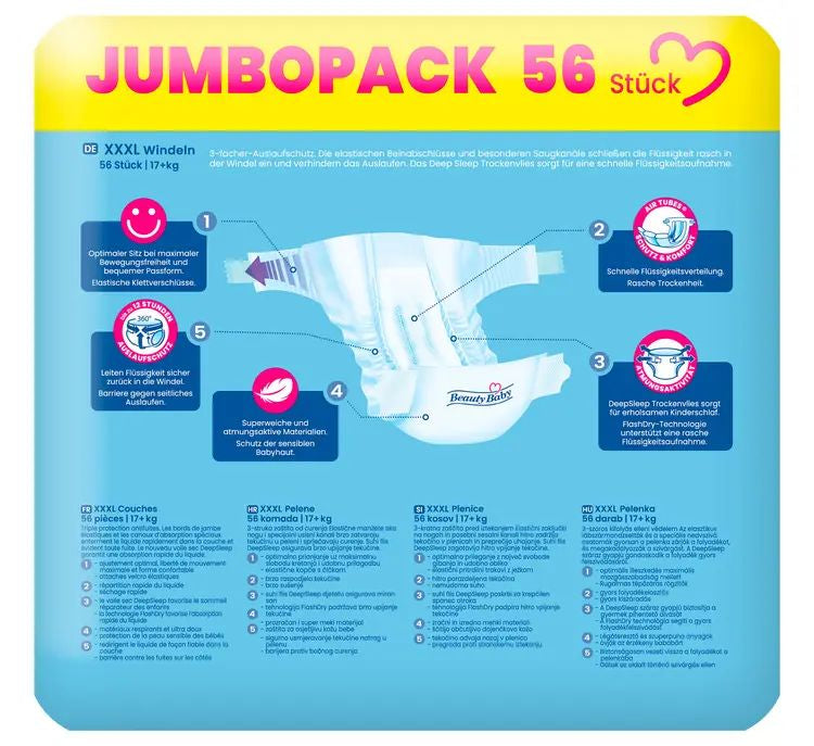 Beauty Baby Premium Dry Size 8 Baby Diapers, 17+ kg, 56 pcs - Image 2