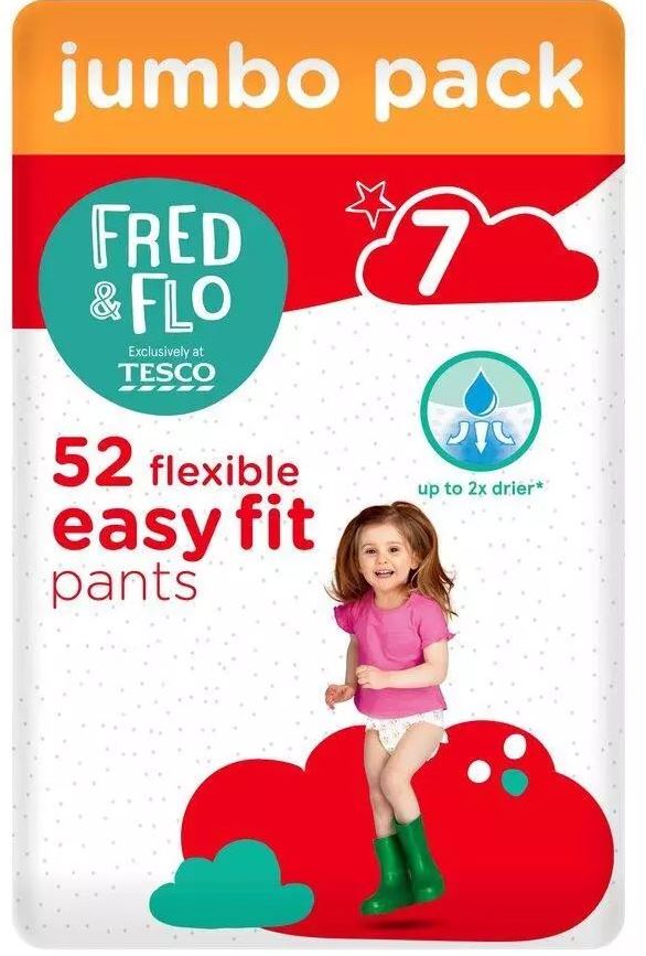 Fred & Flo Easy Fit Size 7 Baby Pull-Up Diaper Pants, 17+ kg, 52 pcs