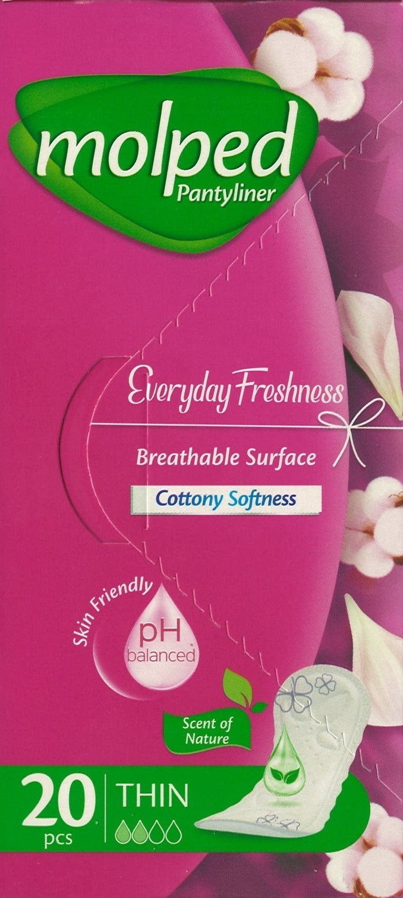 Molped Everyday Freshness Scent of Nature Panty Liners, 20 pcs