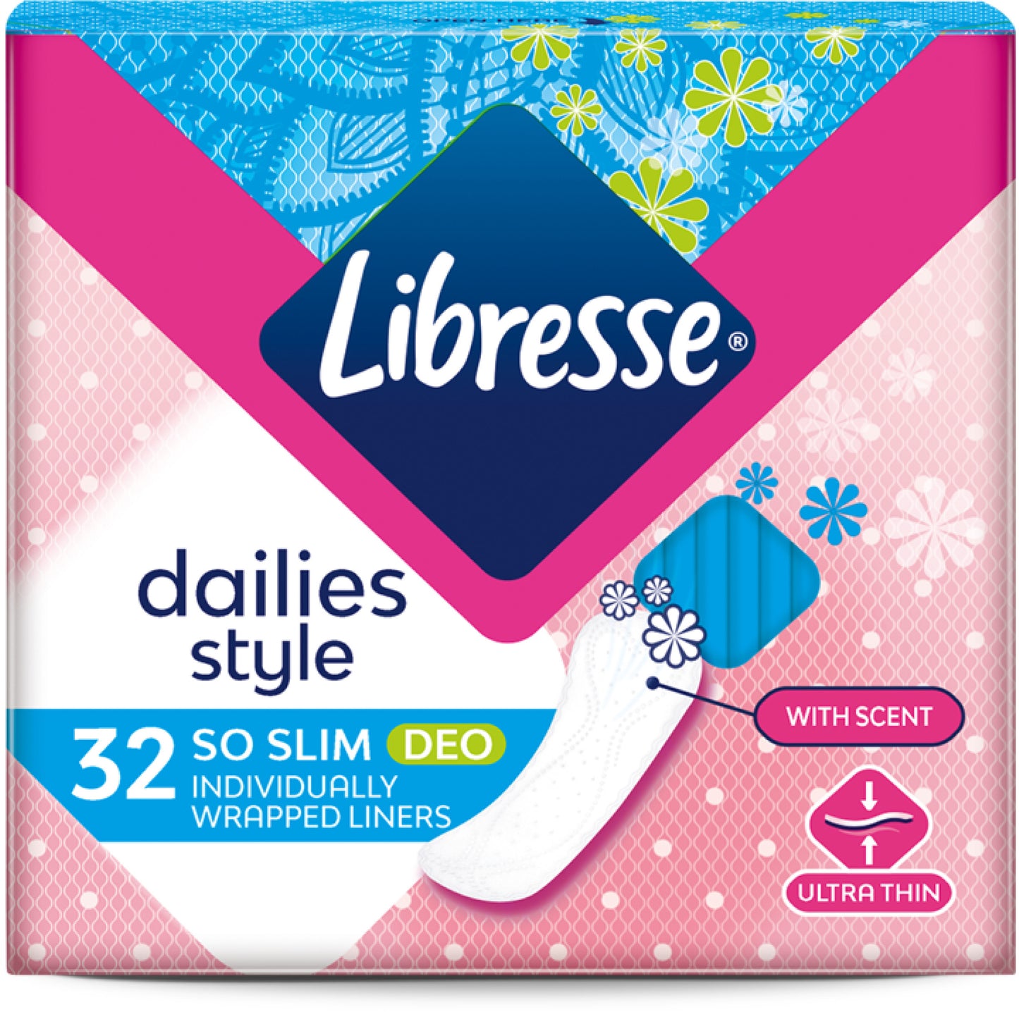 Libresse Dailies Style So Slim Deo Panty Liners, 32 pcs