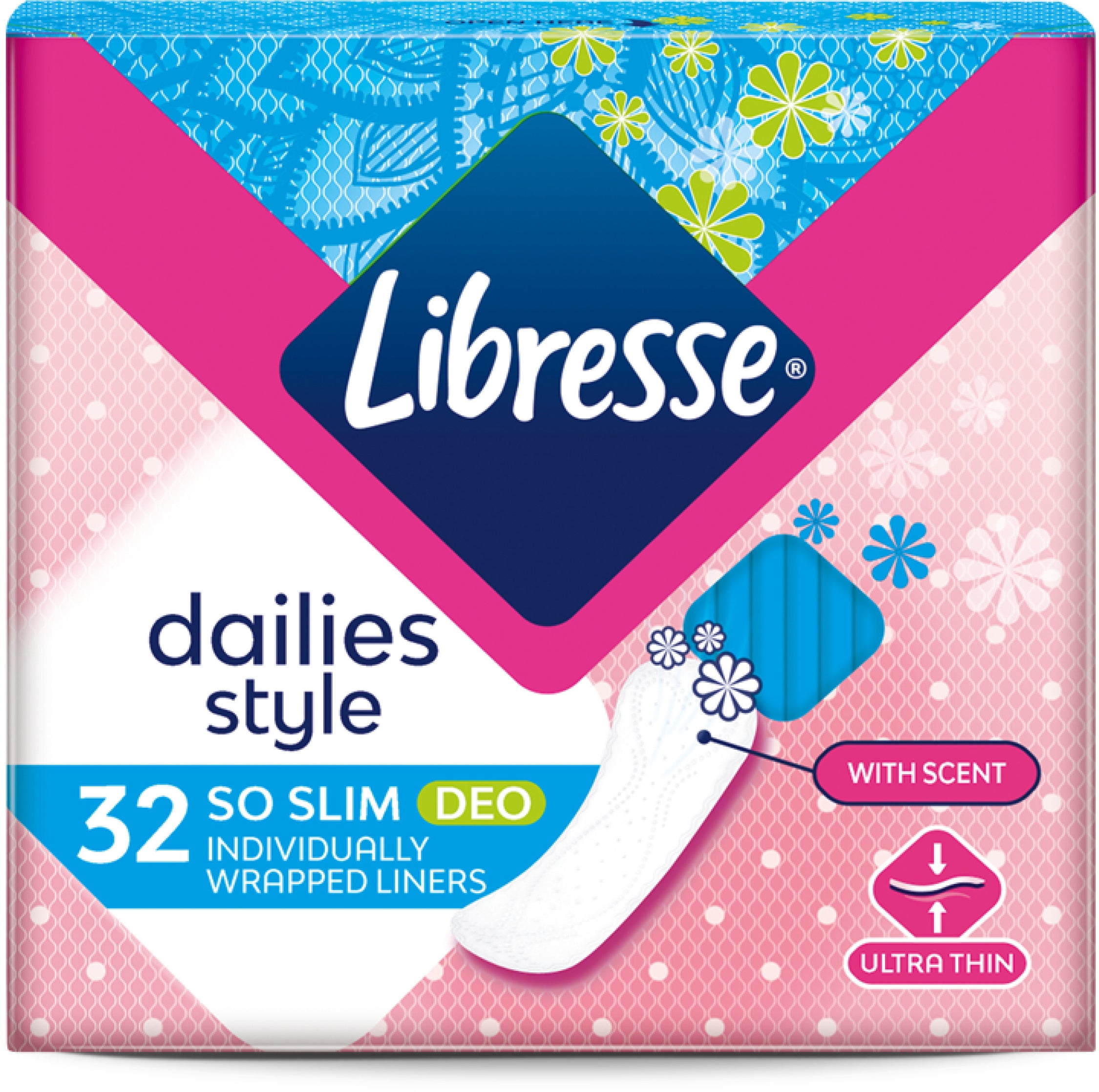 Libresse Dailies Style So Slim Deo Panty Liners, 32 pcs