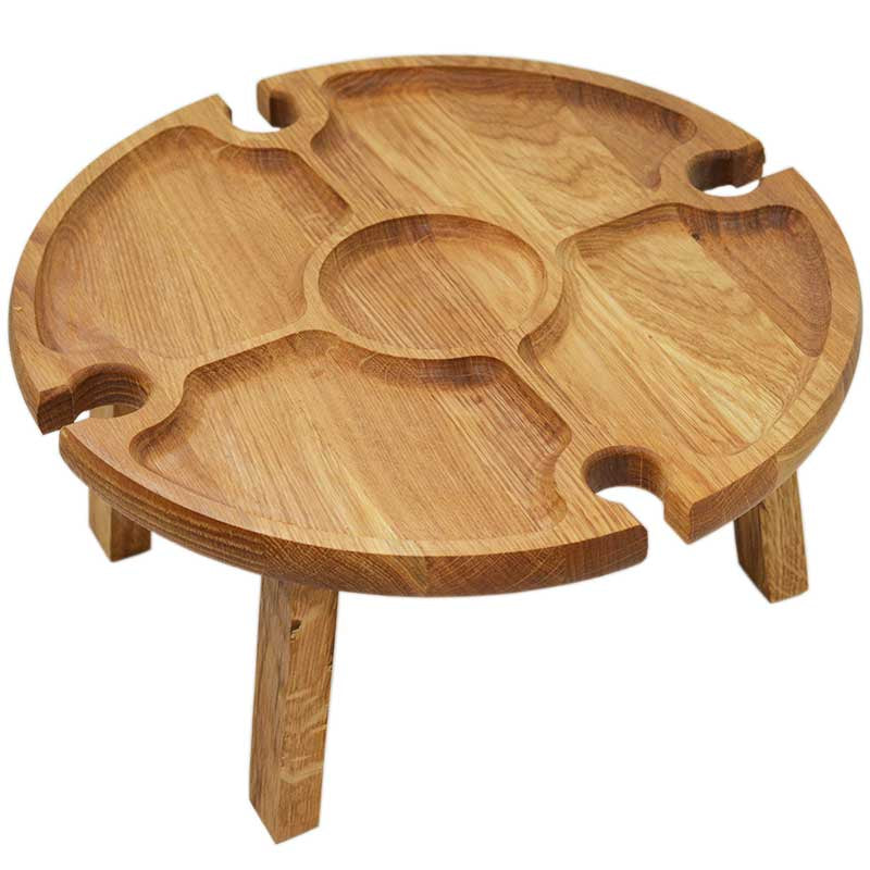Round Wooden Serving Tray Table, 30 cm Diameter